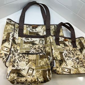 Set of three LANG Canvas Bags with a Paris theme.